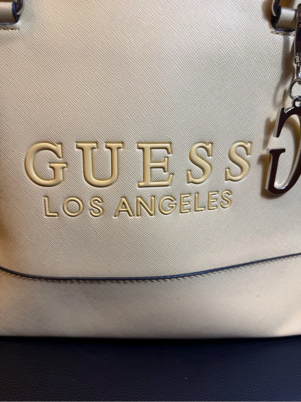 GUESS Los Angeles Yellow Tote with Gold Accent Charm